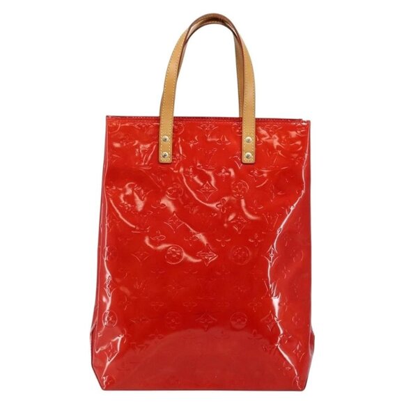 LOUIS VUITTON Monogram Vernis Reade MM Hand Bag Red Rouge - Picture 2 of 16